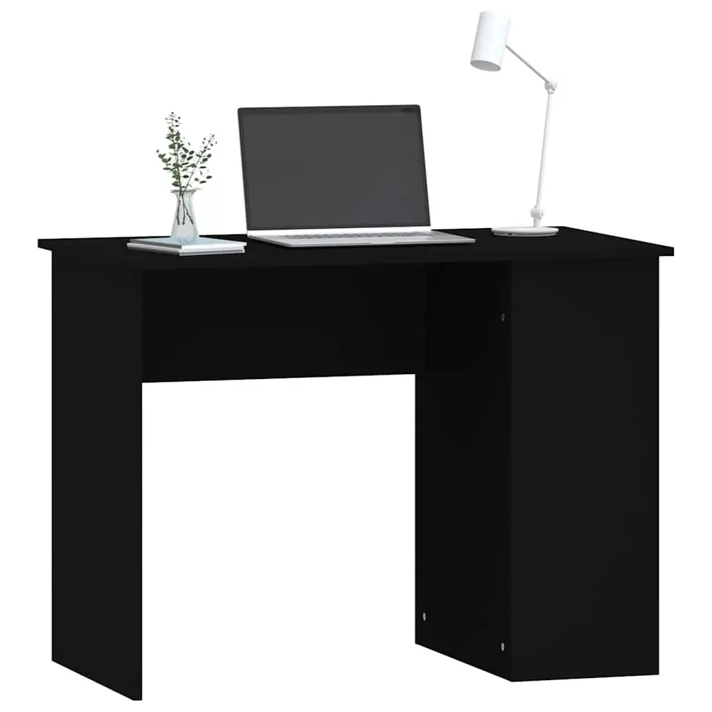 Black Office Desk with Shelves Storage Compartments Study Computer Workstation 100 x 55 x 75 cm