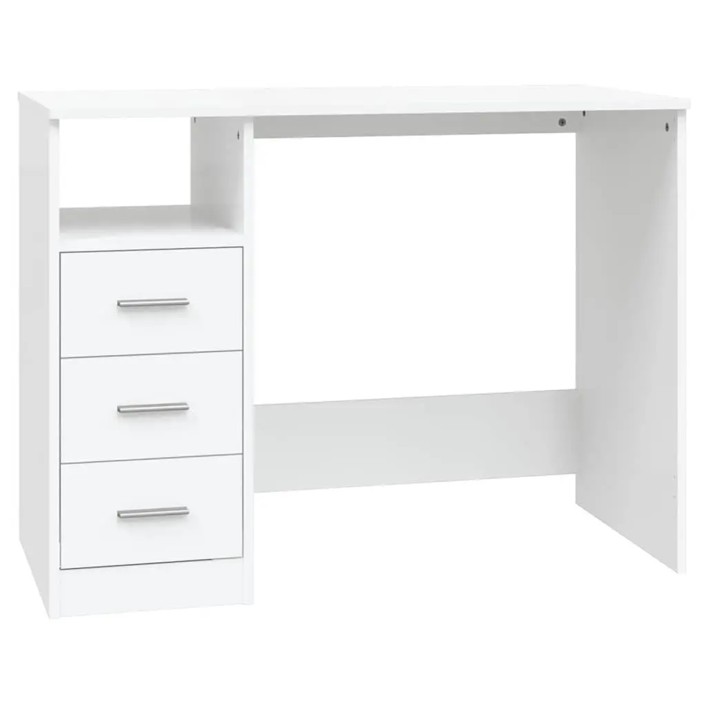 Office Desk Storage 102x50x76cm White 3 Drawers