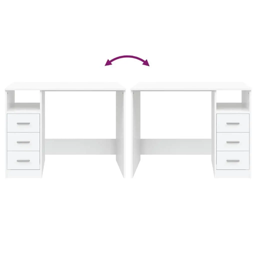 Office Desk Storage 102x50x76cm White 3 Drawers