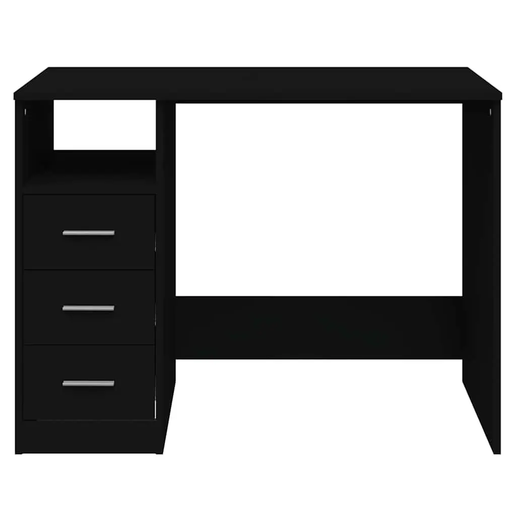Office Desk Study 102 x 50 x 76 cm Black Engineered Wood 3 Drawers Open Compartment