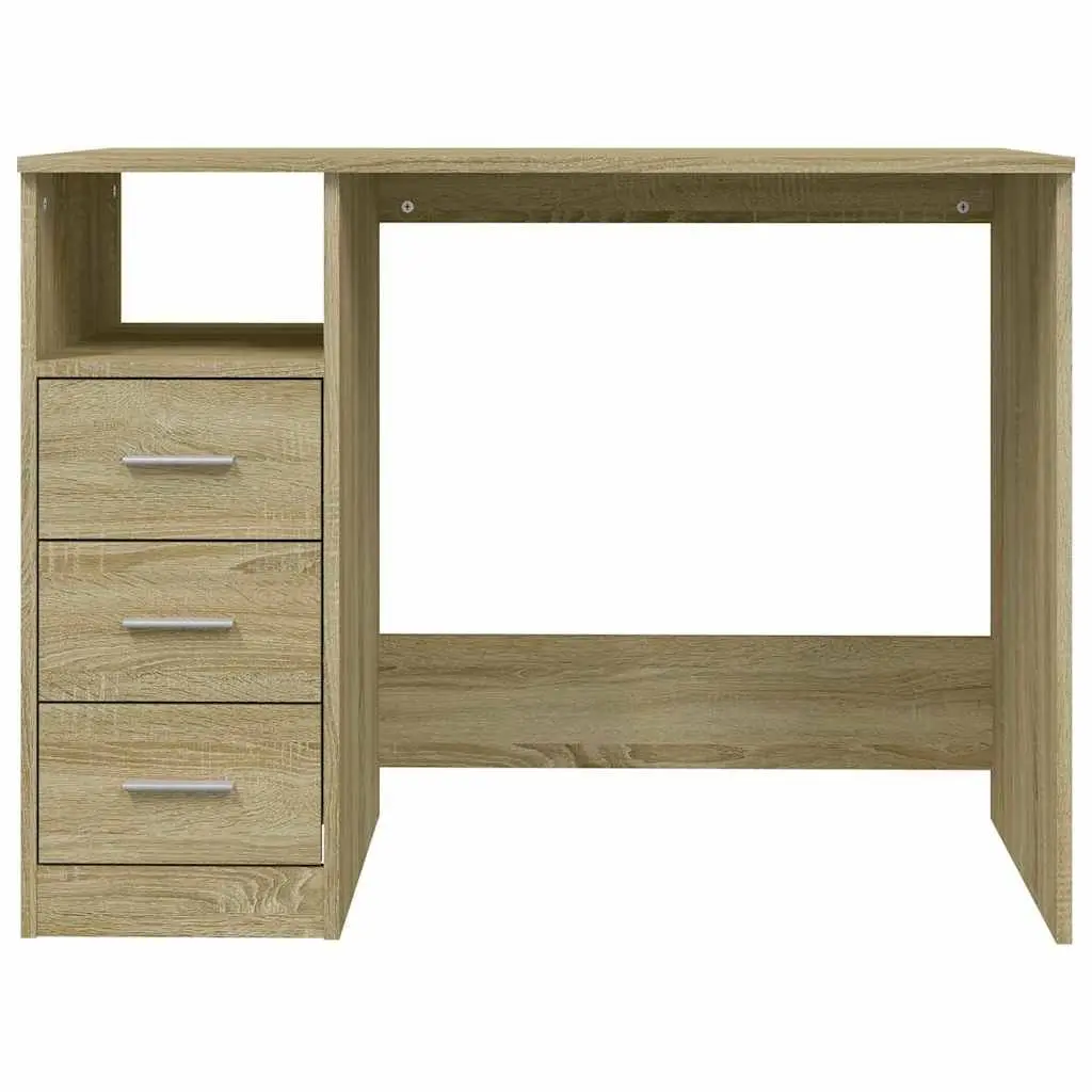 Office Desk Study Computer Workstation 3 Drawers Brown Engineered Wood