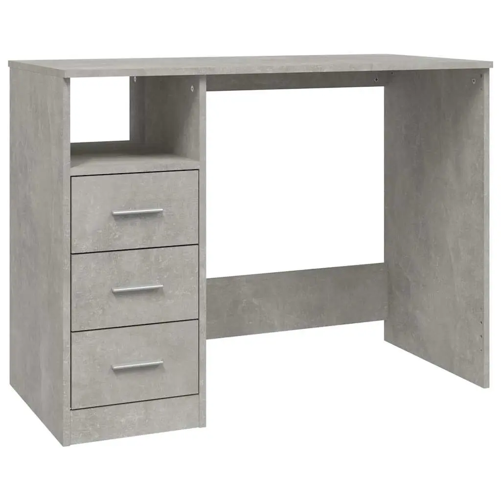Desk with Drawers Engineered Wood Grey Office Computer Study Workstation