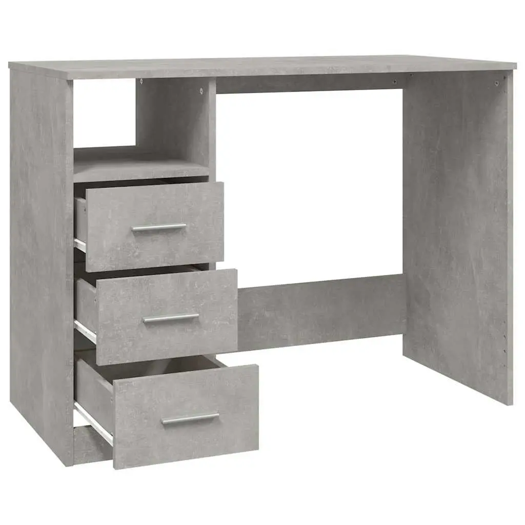 Desk with Drawers Engineered Wood Grey Office Computer Study Workstation