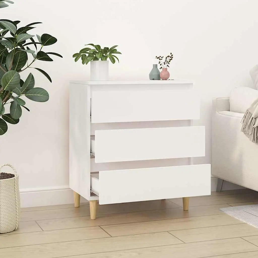 Sideboard White 60x35x70 cm Storage Cabinet 3 Drawers Engineered Wood Cupboard