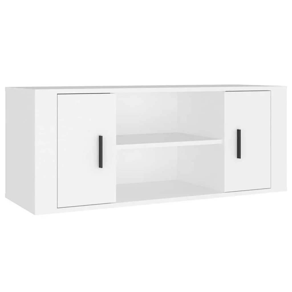 TV Cabinet Storage Unit 100x35x40 cm White with Compartments and Doors