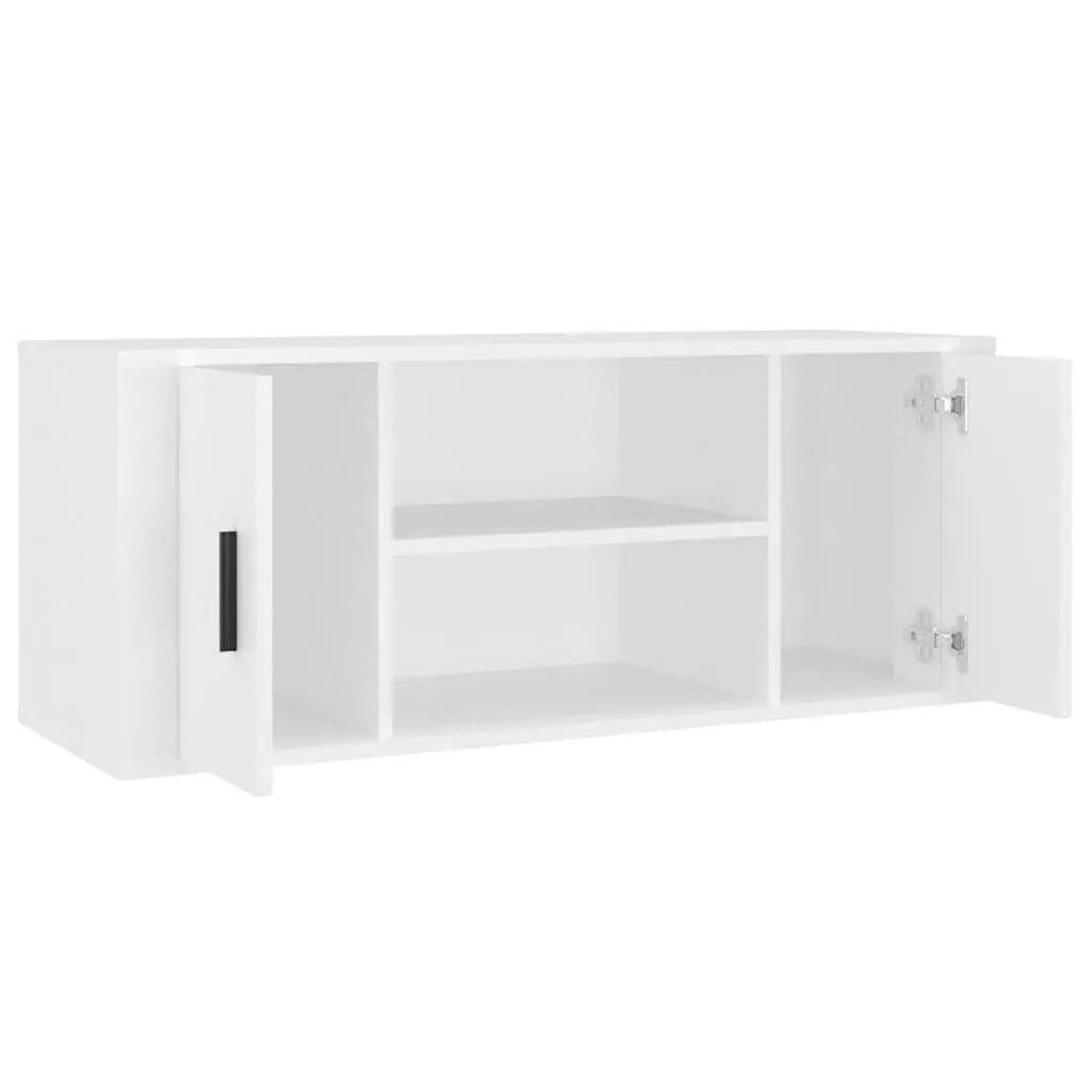 TV Cabinet Storage Unit 100x35x40 cm White with Compartments and Doors