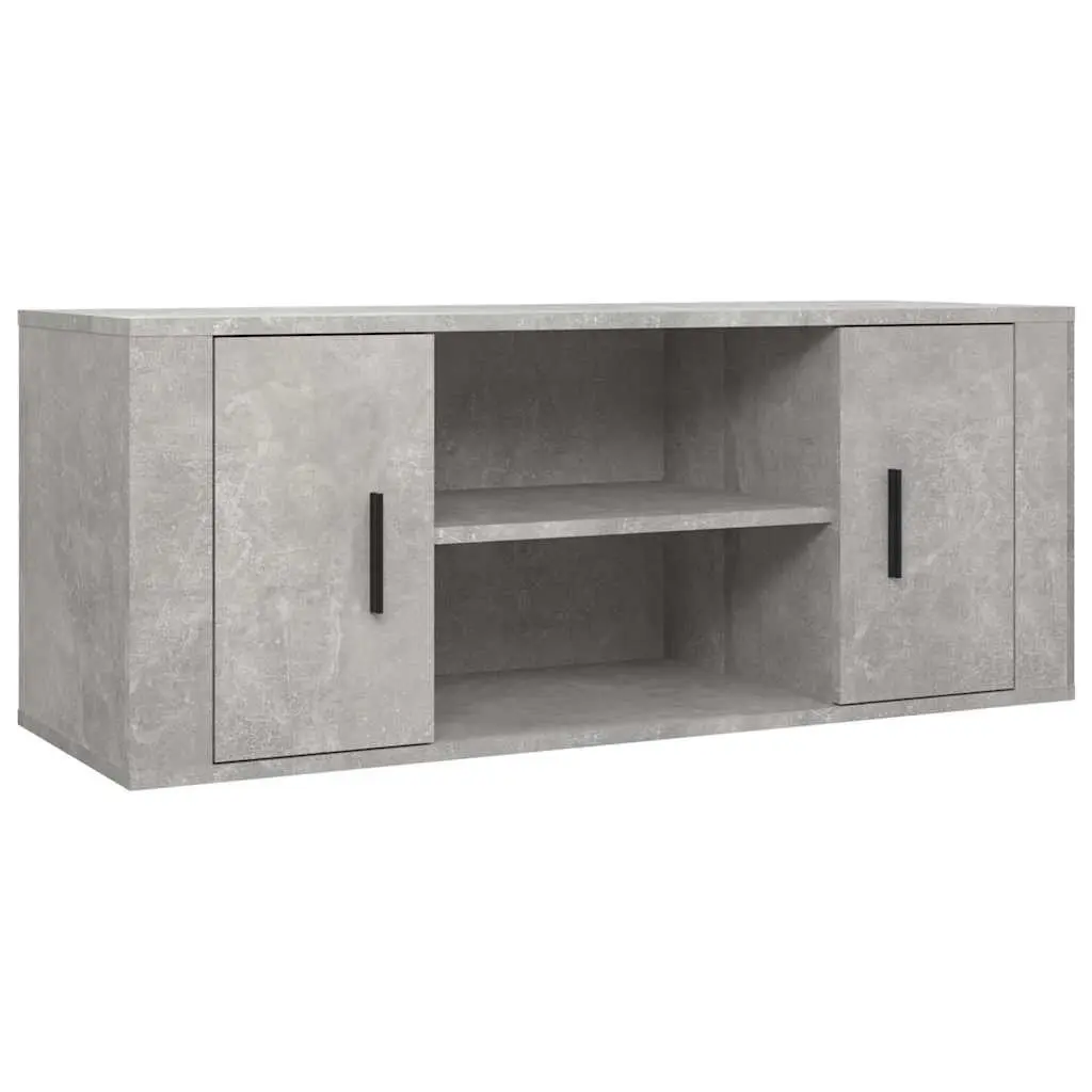 TV Cabinet with Storage Compartments Grey Media Unit Engineered Wood 100x35x40cm