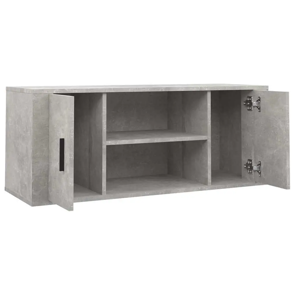 TV Cabinet with Storage Compartments Grey Media Unit Engineered Wood 100x35x40cm