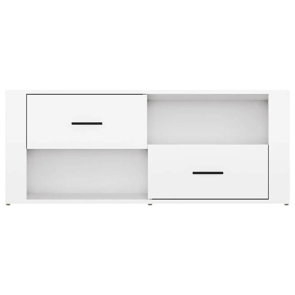 TV Cabinet Media Storage Unit 100cm White High Gloss Engineered Wood