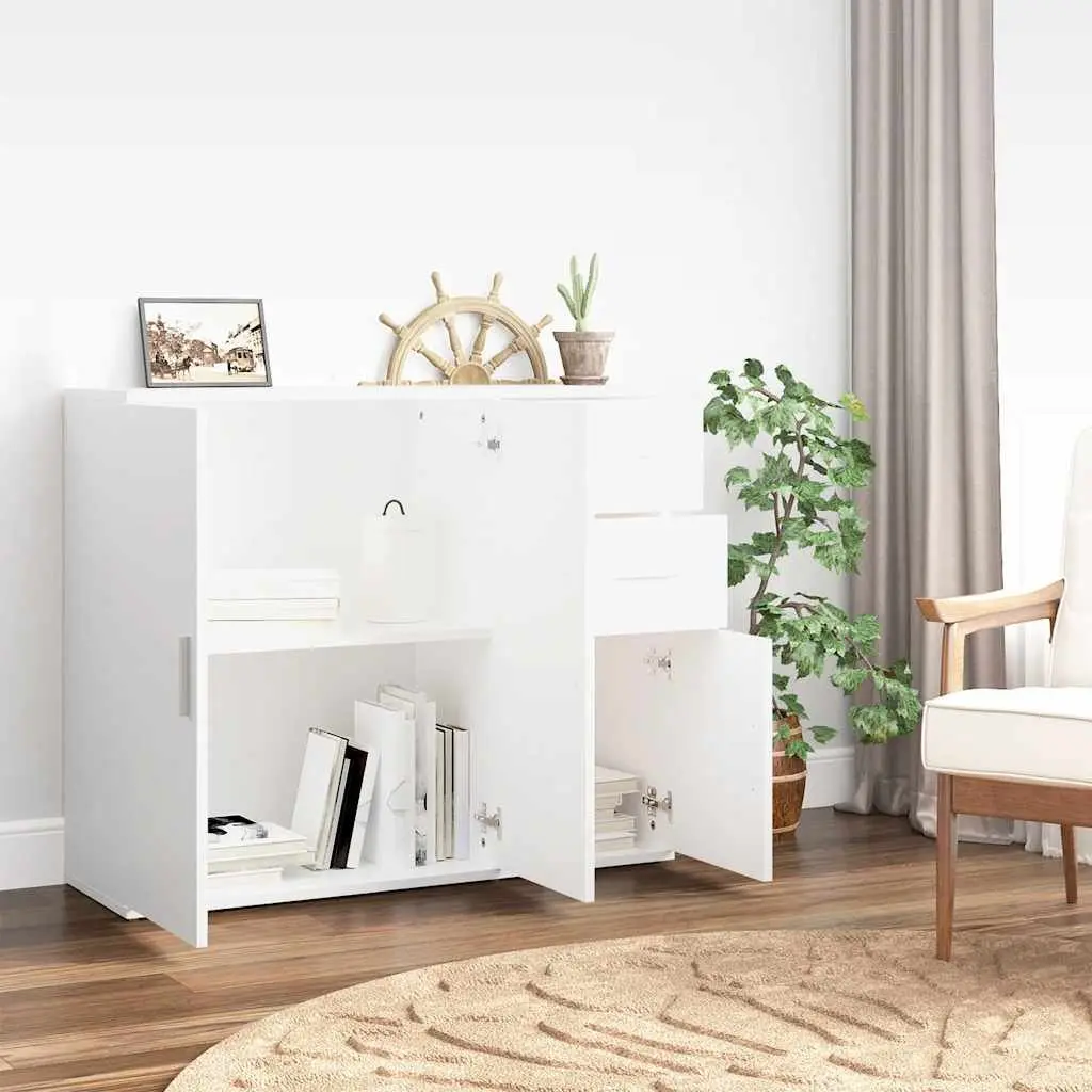 Sideboard White 91x29.5x75 cm Storage Cabinet Cupboard Engineered Wood Furniture