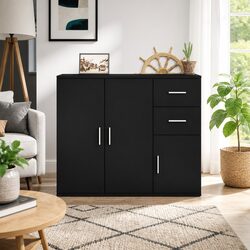 Reliable Black Sideboard Cabinet for Everyday Use 91x29.5x75cm