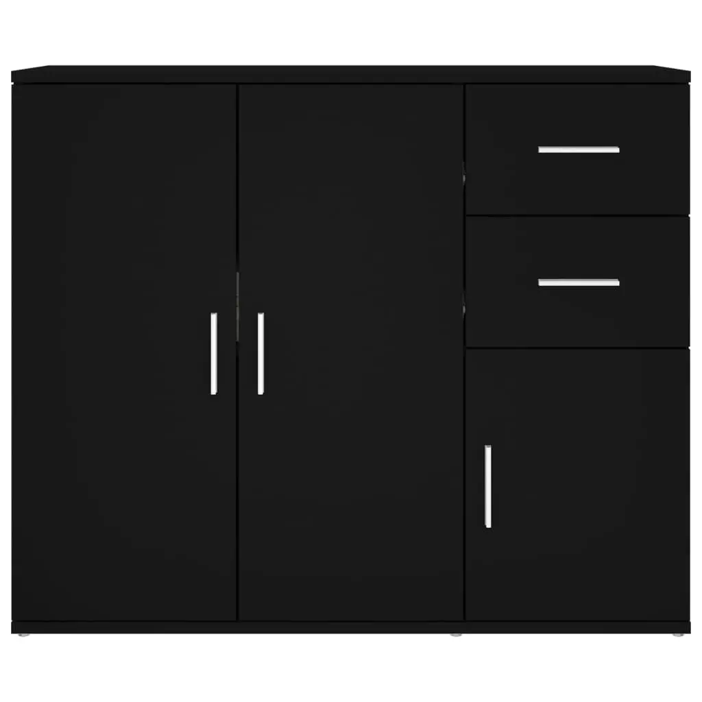 Sideboard Cabinet Black 91x29.5x75cm Storage Furniture Engineered Wood Display
