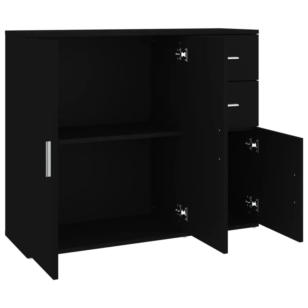 Sideboard Cabinet Black 91x29.5x75cm Storage Furniture Engineered Wood Display