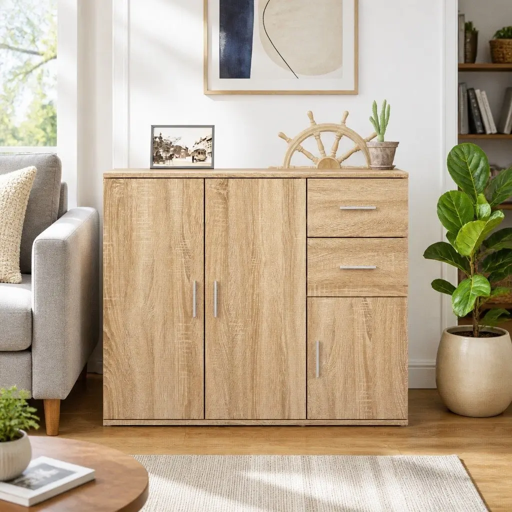 Sideboard Storage Buffet Cabinet Engineered Wood Brown 91x29.5x75cm