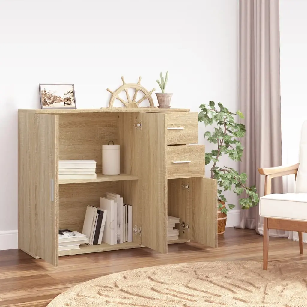 Sideboard Storage Buffet Cabinet Engineered Wood Brown 91x29.5x75cm