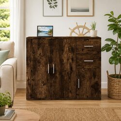Brown Engineered Wood Sideboard: Practical Storage Solution