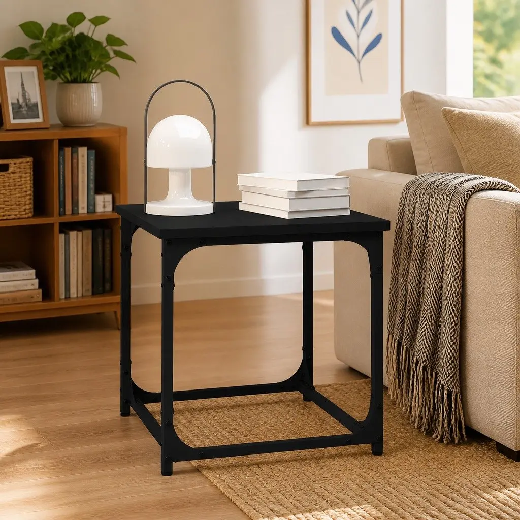 Side Table Coffee Table Adjustable Legs 40x40x40cm Black