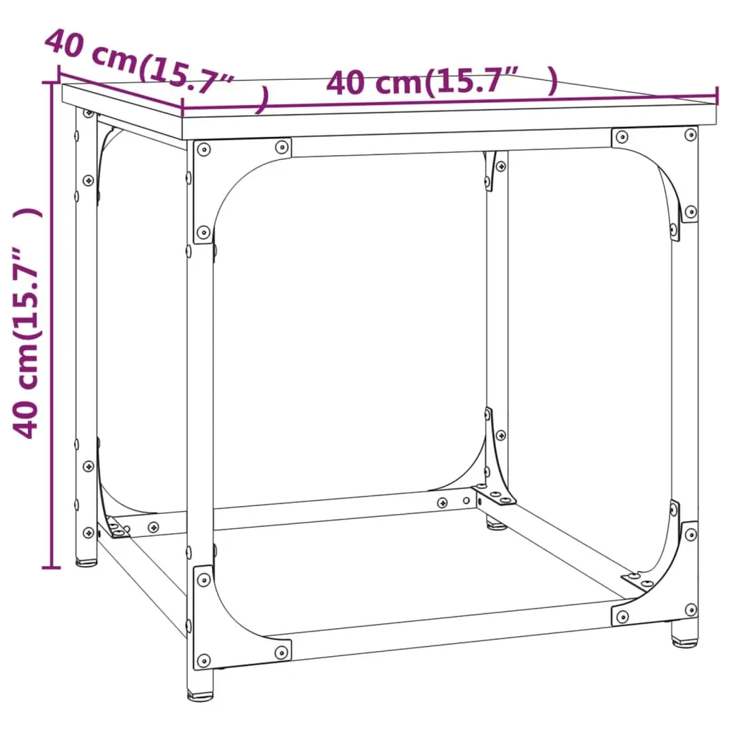 Side Table Coffee Table Adjustable Legs 40x40x40cm Black