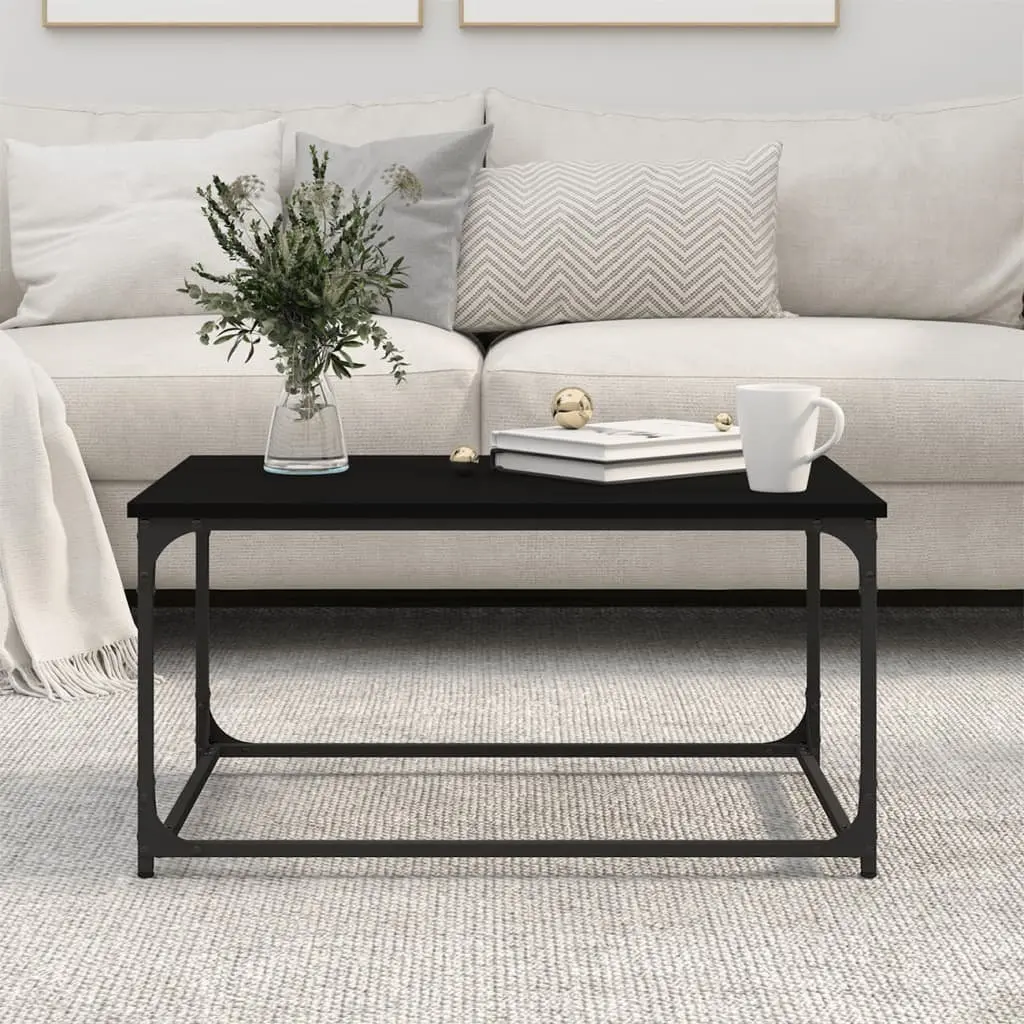 Coffee Table Living Room Use 80L x 50W x 40H cm Black Engineered Wood Iron Frame