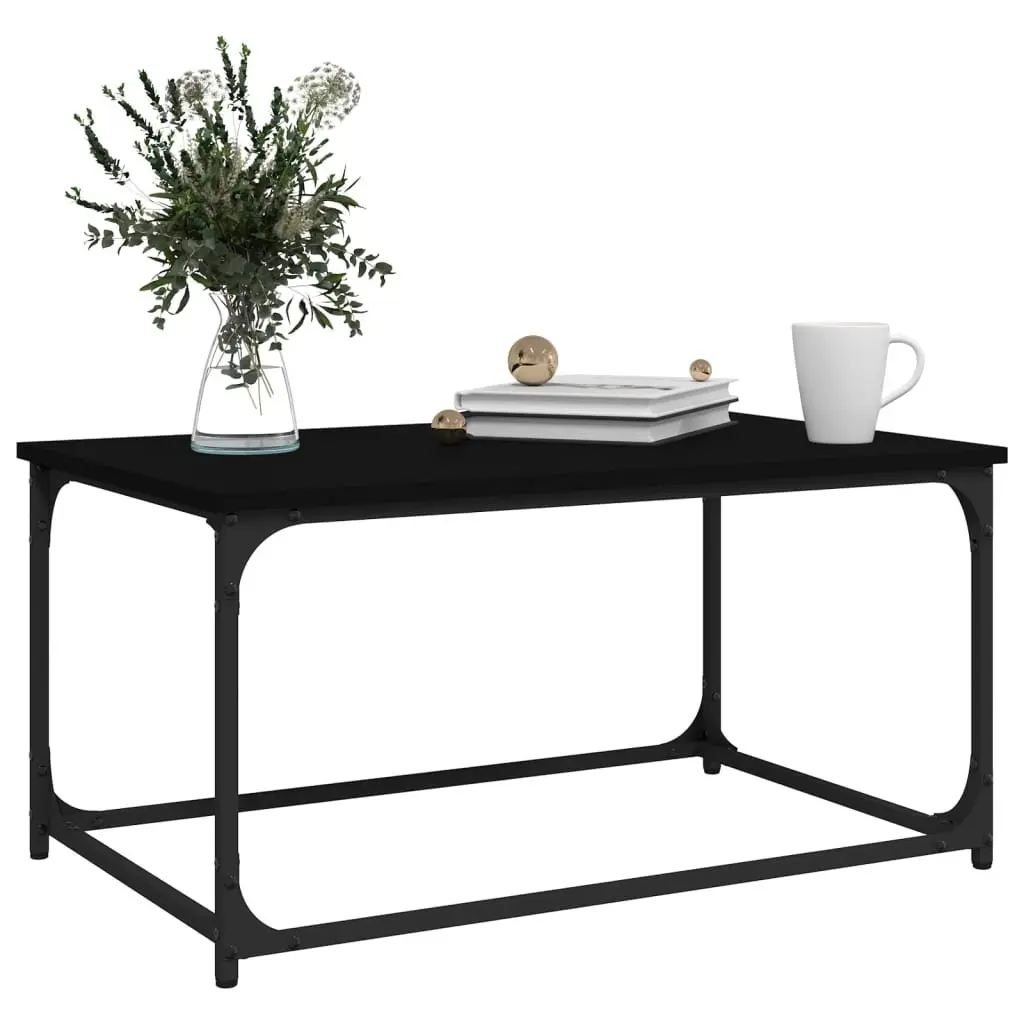 Coffee Table Living Room Use 80L x 50W x 40H cm Black Engineered Wood Iron Frame