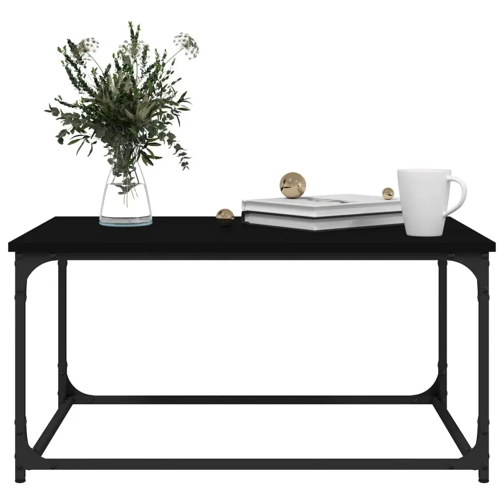 Coffee Table Living Room Use 80L x 50W x 40H cm Black Engineered Wood Iron Frame