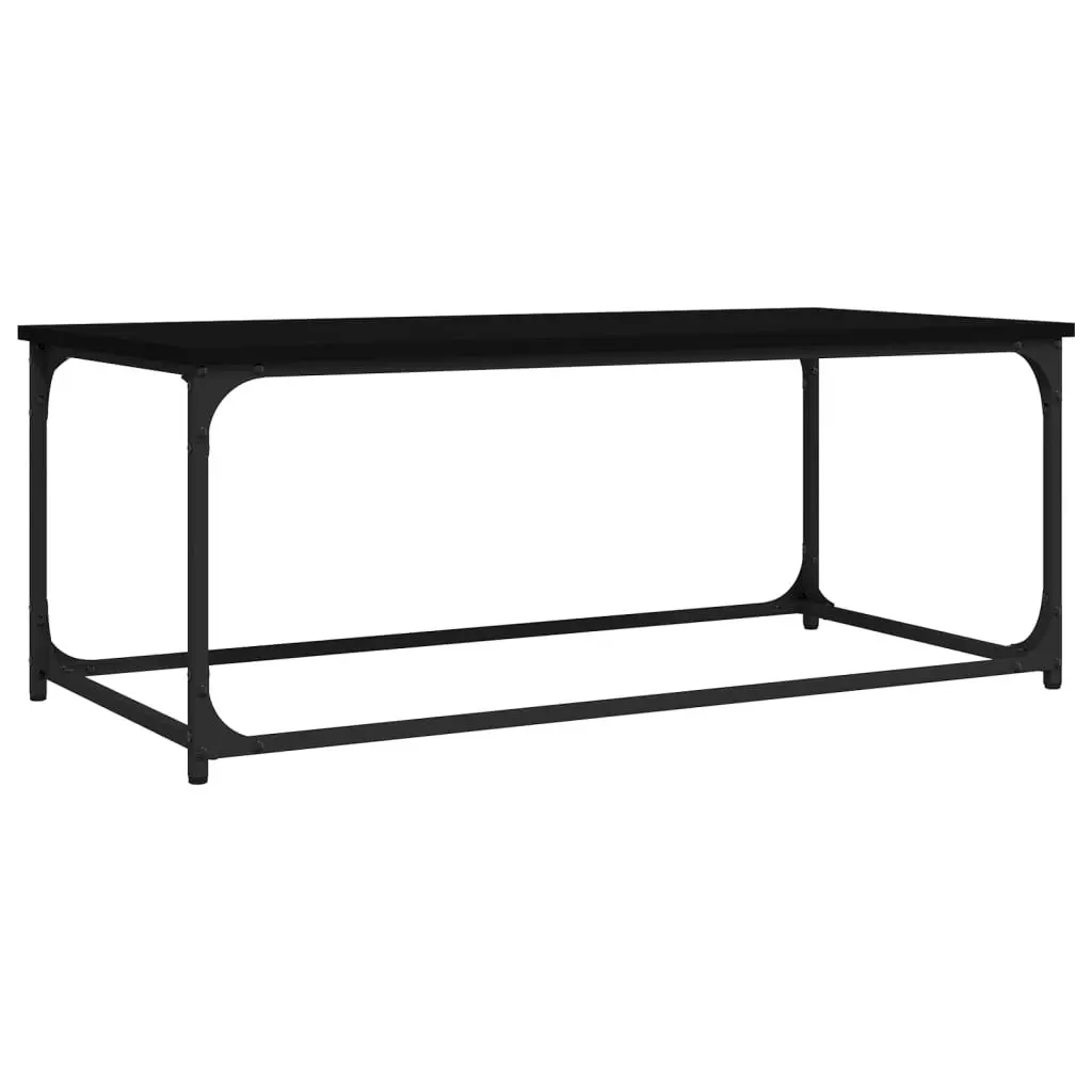Coffee Table Black Engineered Wood Iron Frame 102W x 50D x 40H cm