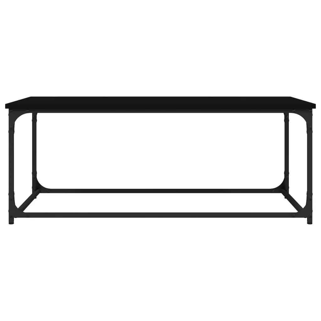 Coffee Table Black Engineered Wood Iron Frame 102W x 50D x 40H cm