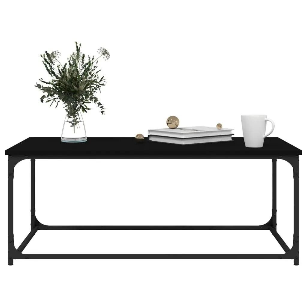 Coffee Table Black Engineered Wood Iron Frame 102W x 50D x 40H cm