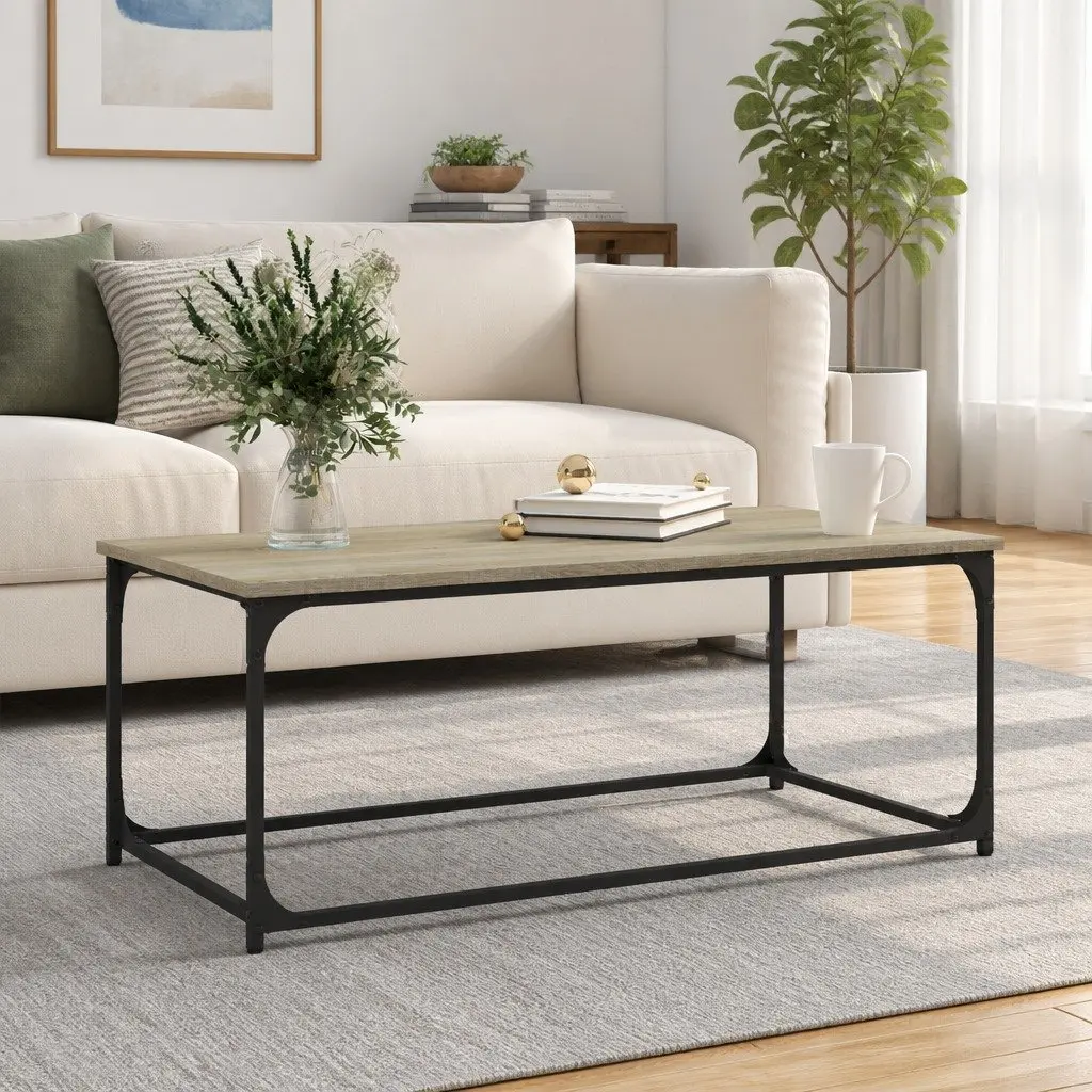 Coffee Table Living Room Use 102 x 50 x 40 cm Brown Engineered Wood Iron Frame