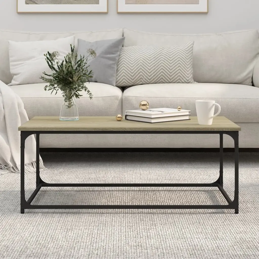 Coffee Table Living Room Use 102 x 50 x 40 cm Brown Engineered Wood Iron Frame