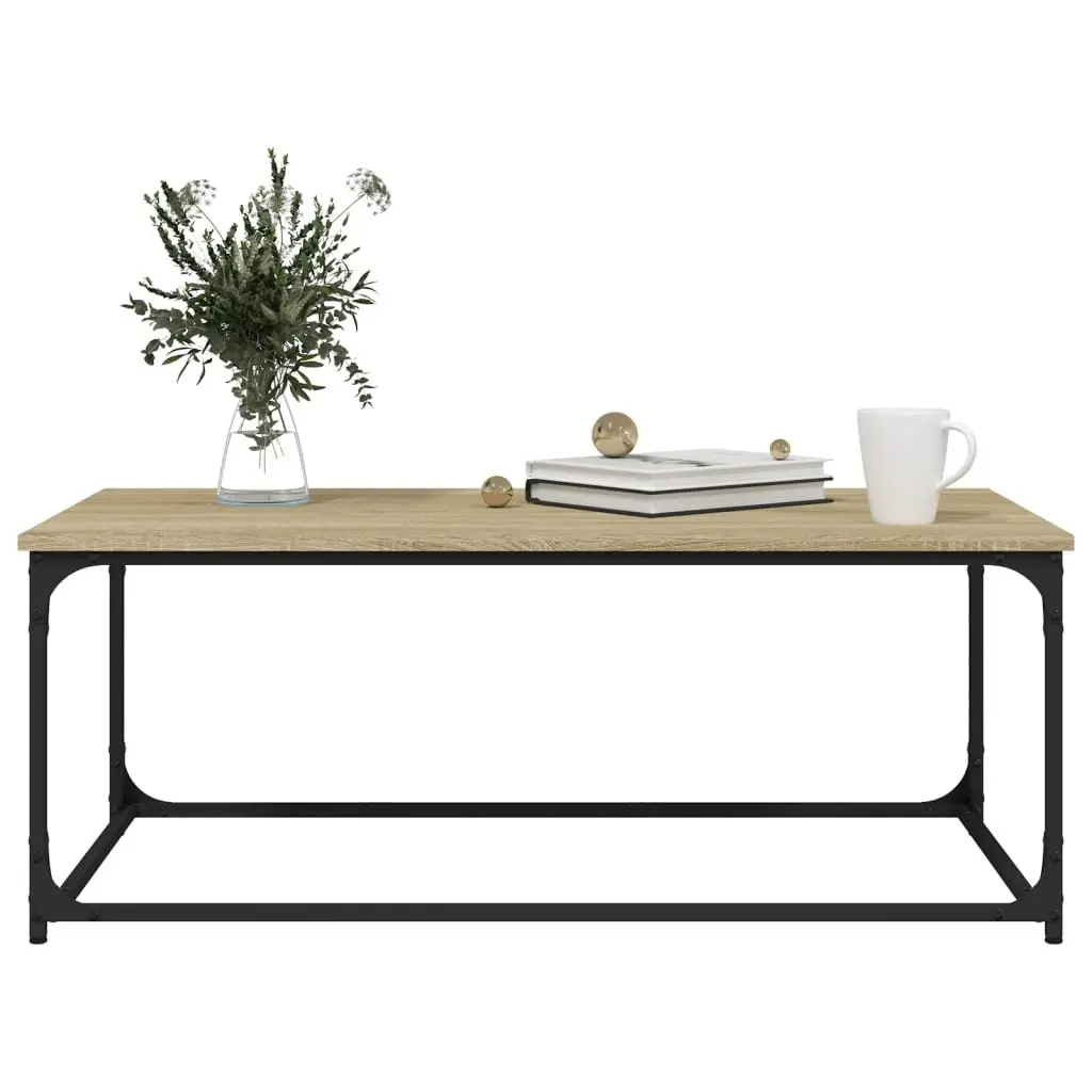 Coffee Table Living Room Use 102 x 50 x 40 cm Brown Engineered Wood Iron Frame