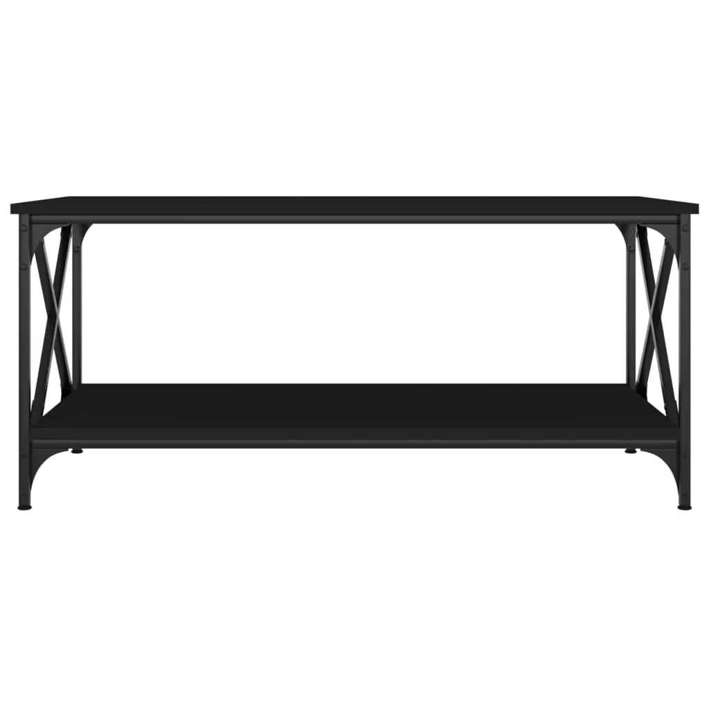 Coffee Table Black Engineered Wood Iron Frame Living Room Accent Furniture