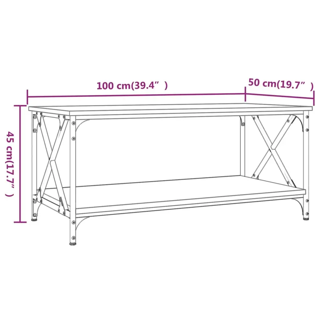Coffee Table Black Engineered Wood Iron Frame Living Room Accent Furniture