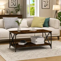 Warm Brown Coffee Table with Practical Storage Solutions
