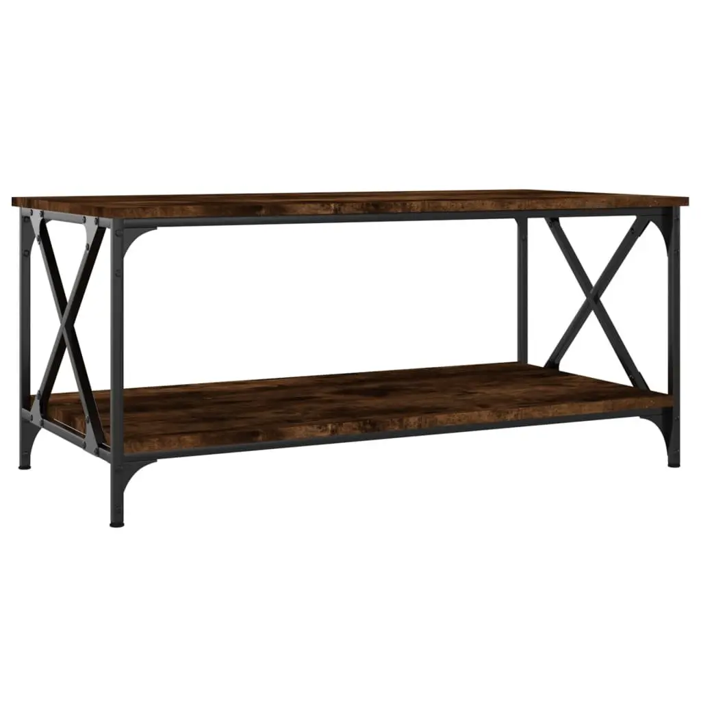 Coffee Table with Storage Shelf Brown Accent Living Room Furniture 100x50x45cm