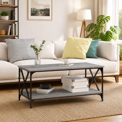 Coffee Table Grey Sonoma Living Room Furniture Open Shelf Storage Accent Design