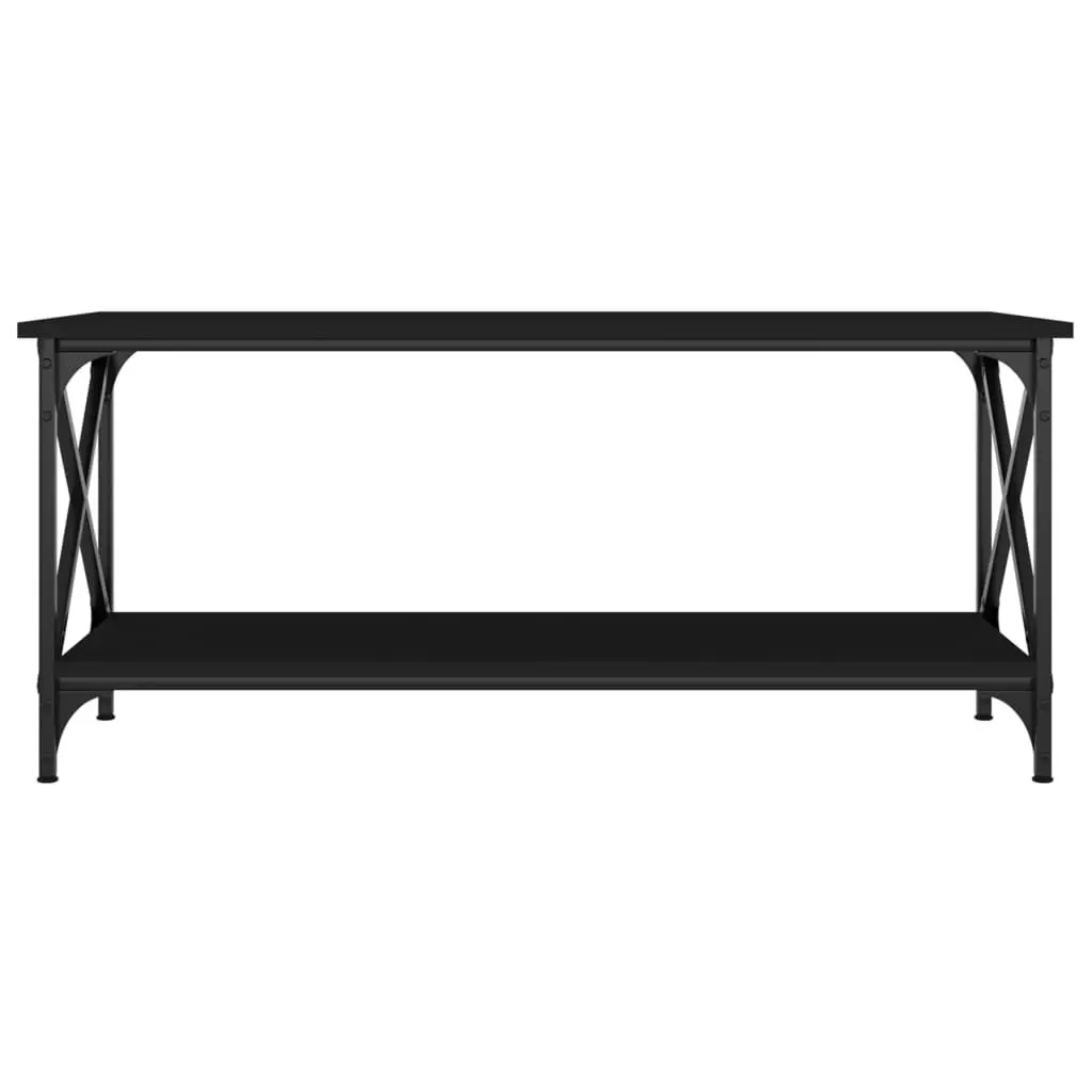 Coffee Table Living Room Accent Furniture 100cm Black Engineered Wood Iron Frame