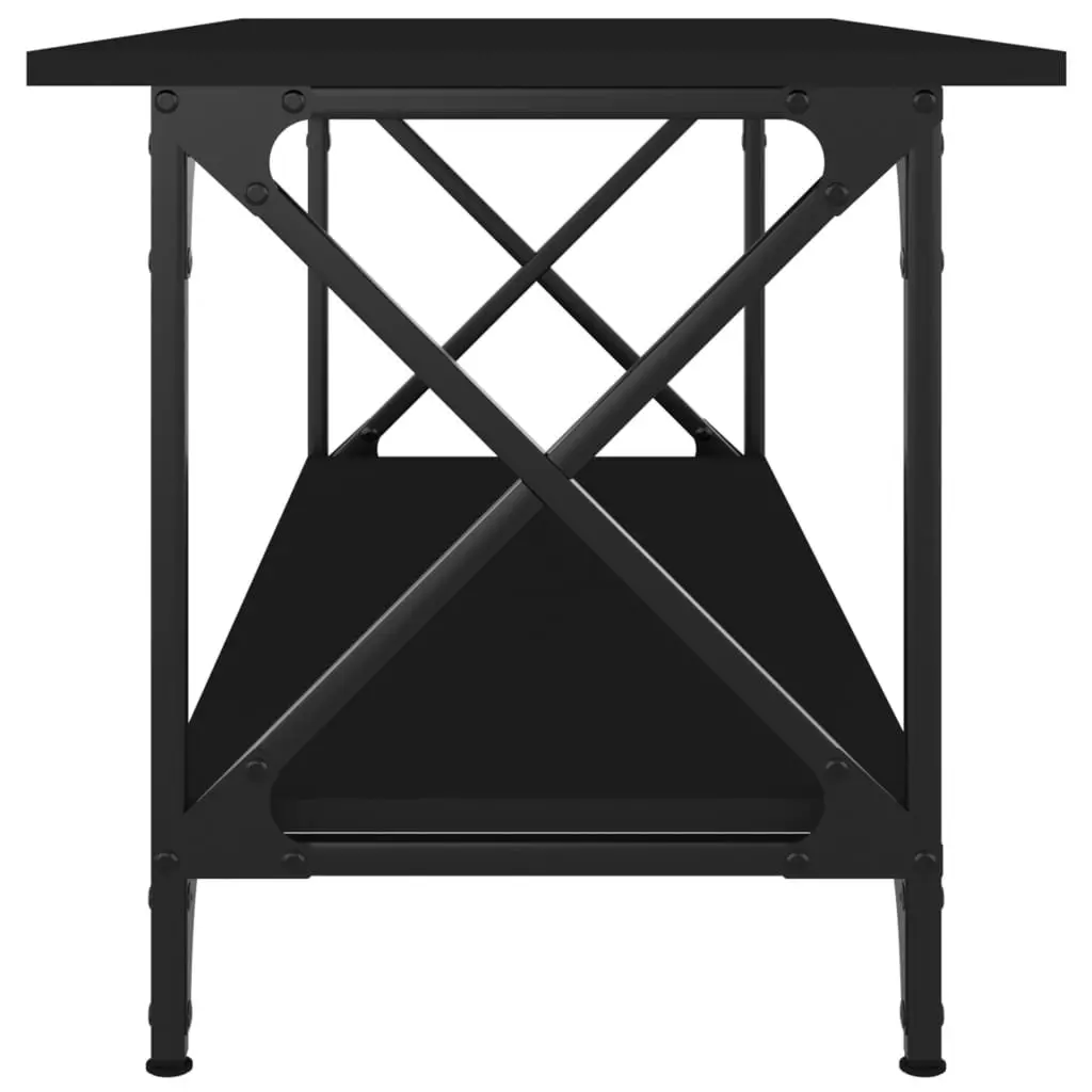Coffee Table Living Room Accent Furniture 100cm Black Engineered Wood Iron Frame