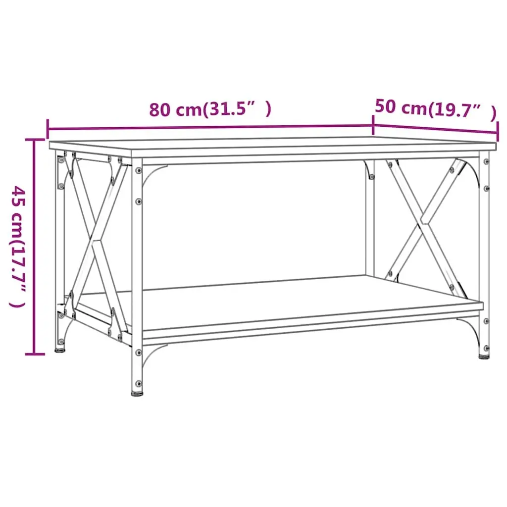 Coffee Table Black 80x50x45 cm with Open Shelf Storage Living Room Furniture