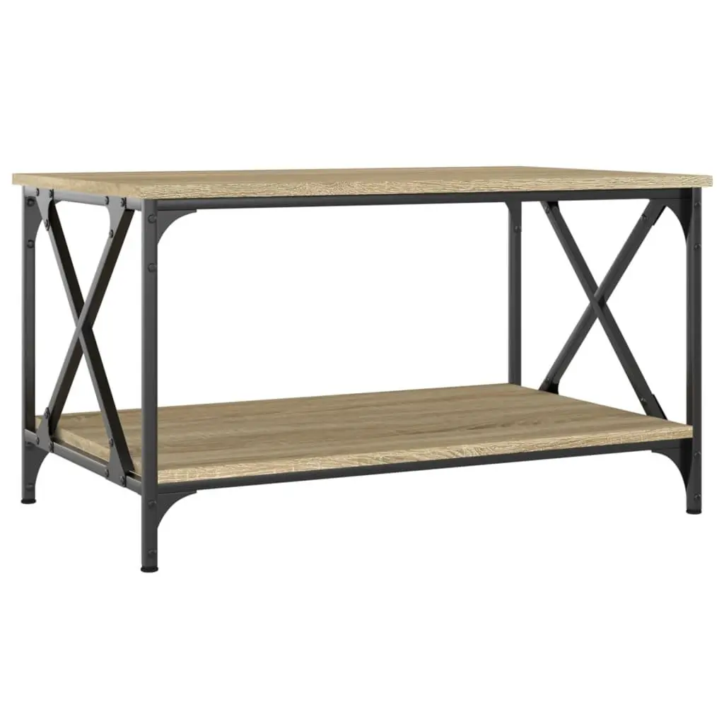 Coffee Table Brown Engineered Wood Open Shelf Living Room Accent Side Table