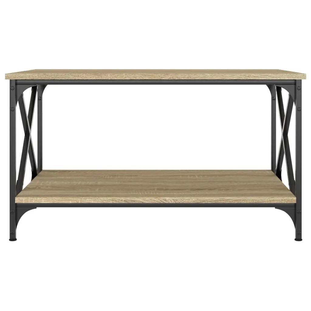 Coffee Table Brown Engineered Wood Open Shelf Living Room Accent Side Table