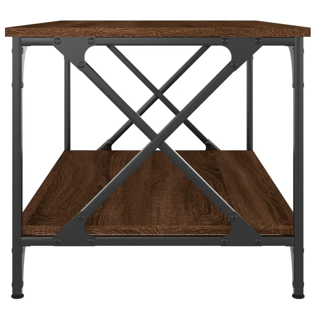 Coffee Table Brown Oak 80x50x45 cm Living Room Furniture Open Shelf Storage