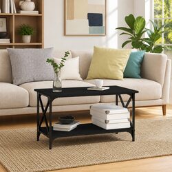 Functional Black Coffee Table with Open Shelf
