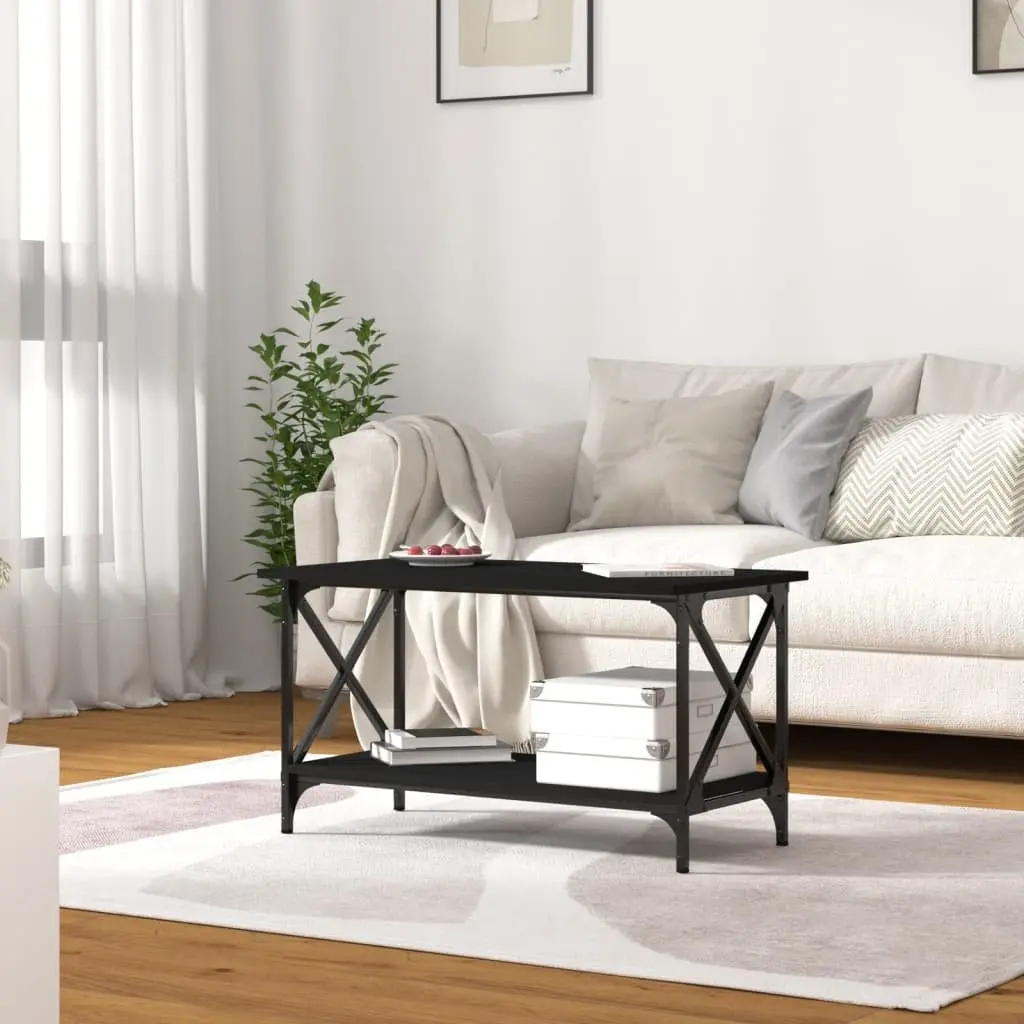 Black Coffee Table with Open Shelf