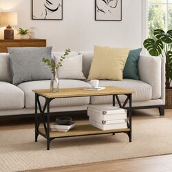 Reliable Brown Coffee Table with Open Shelf Design