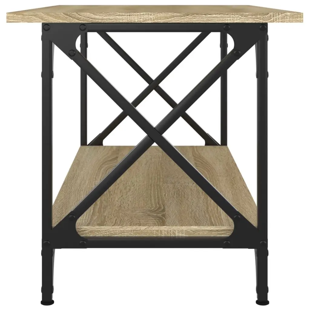Coffee Table Brown Engineered Wood Open Shelf Living Room Accent Storage
