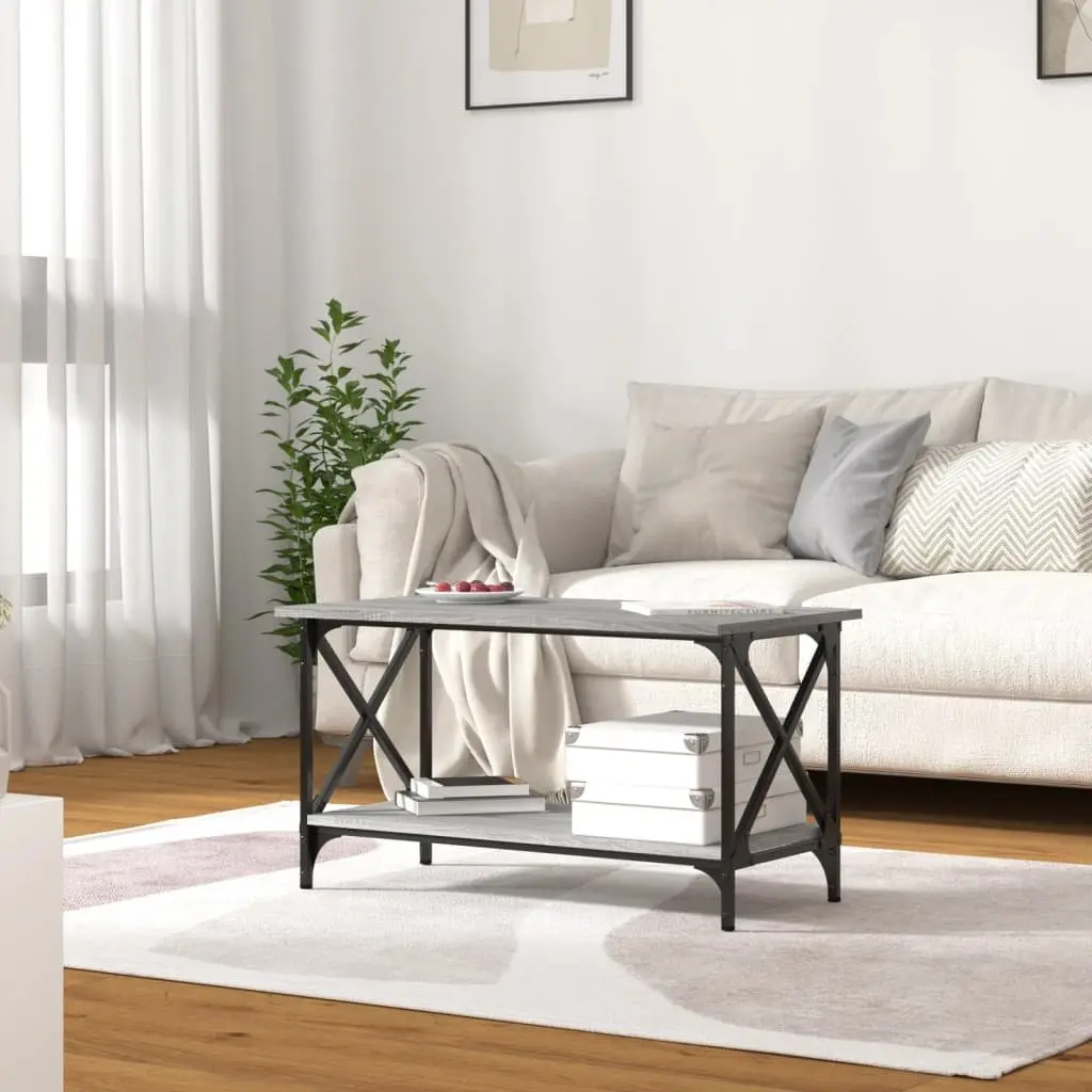Coffee Table Grey Sonoma Open Shelf Living Room Storage 80W x 45D x 45H cm