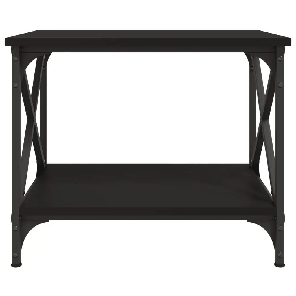 Side Table Black Coffee Table Open Shelf Storage Accent Furniture Living Room