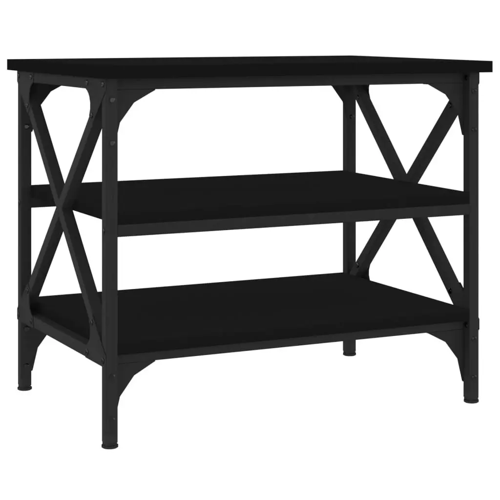 Side Table Storage 55x38x45cm Black Industrial Style