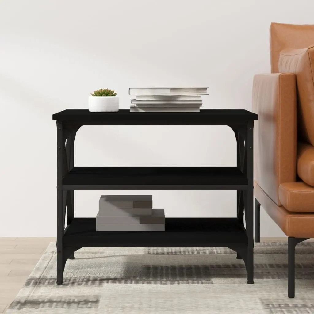 Side Table Storage 55x38x45cm Black Industrial Style